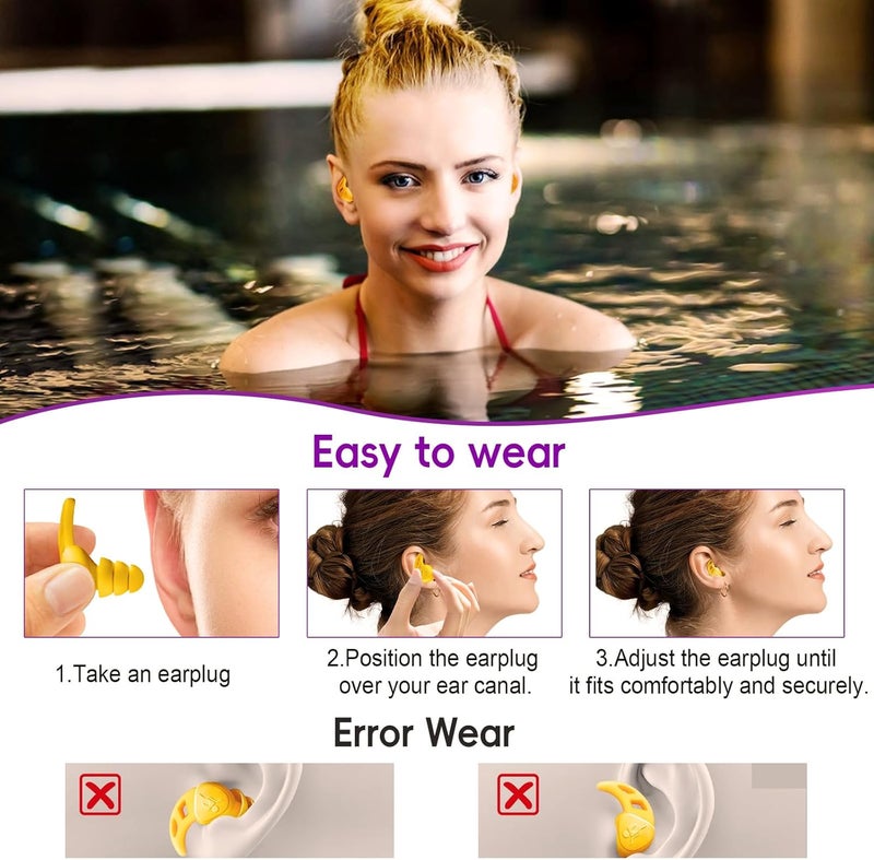 ANANJY Waterproof Swimming Ear Plugs for Adults - 4 Pairs of Reusable Soft Silicone Swim Earplugs,Perfect for Surfing, Diving,Pool,Showering and Other Water Sports - Keep Water Out and Ear Protection - Image 3